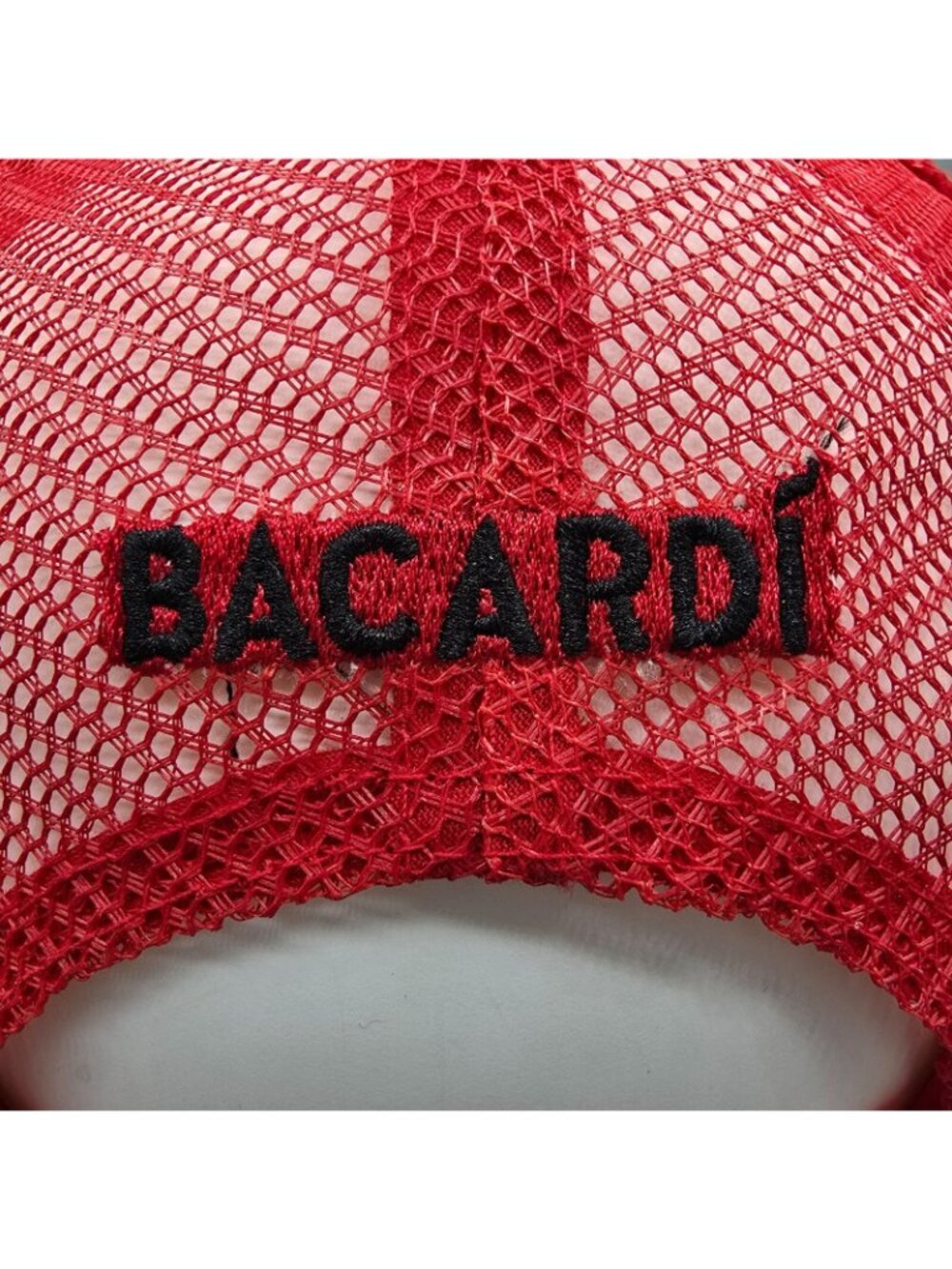 Bacardi Marca De Fabrica Bat Logo Red & Black Mesh Snapback Hat *Fair Condition - Picture 10 of 11